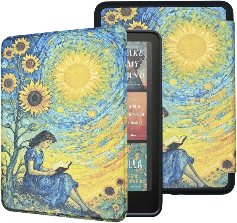 Tpacc Case for Kindle Paperwhite 12th Gen 2024 (7") & Kindle Colorsoft Signature Edition, Reading Lovers Lightweight PU Leather Smart Protective Cover with Auto Sleep Wake, Hand Strap, Bookish Girlie - Image 1